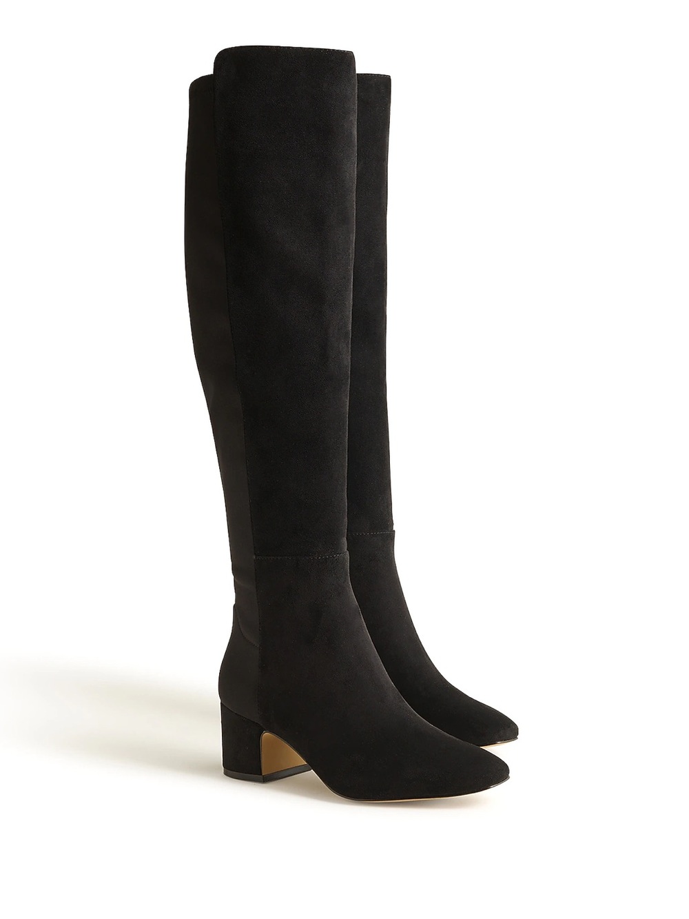 New J. Crew Black Suede Block Heel Knee-high Boots 7.5